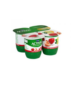 Yogur Danone Activia Con Fresa Pack-4 X 120 Grs