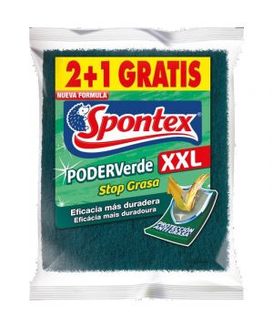 Estropajo Spontex Fibra Verde Xxl Pack 2 +1 Gratis