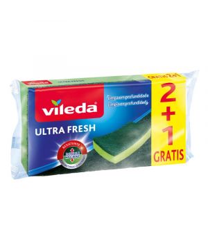 Estropajo Vileda Ultrafresh Con Esponja Pack 2+1 Gratis.