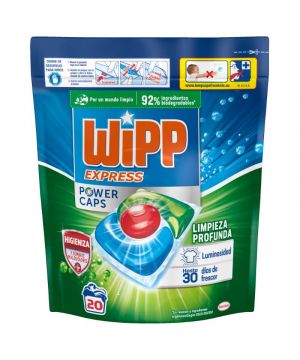 Detergente Wipp Antiolores Power Caps 20 Lavados.