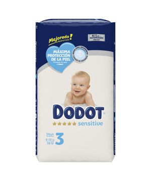 Pañal Dodot Sensitive T-3 (6-10 Kg), 56 Unds