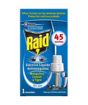 Insecticida Raid Liquido Recambio 45 Noches