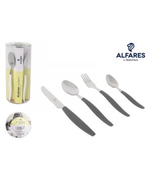 Cuberteria 16 Pzs Niza Gris Alfares