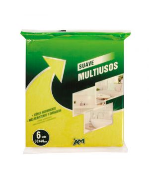 Bayeta Am Amarilla Multiusos 36X40 Cm. Pack 6 Und.